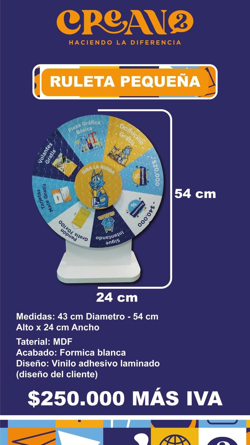 Ruleta promocional pequeña para eventos en Bogotá - Crean3