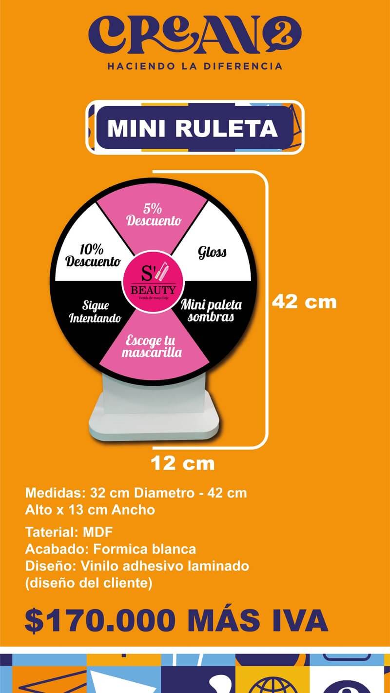 Mini ruleta promocional para sorteos en Bogotá - Crean2