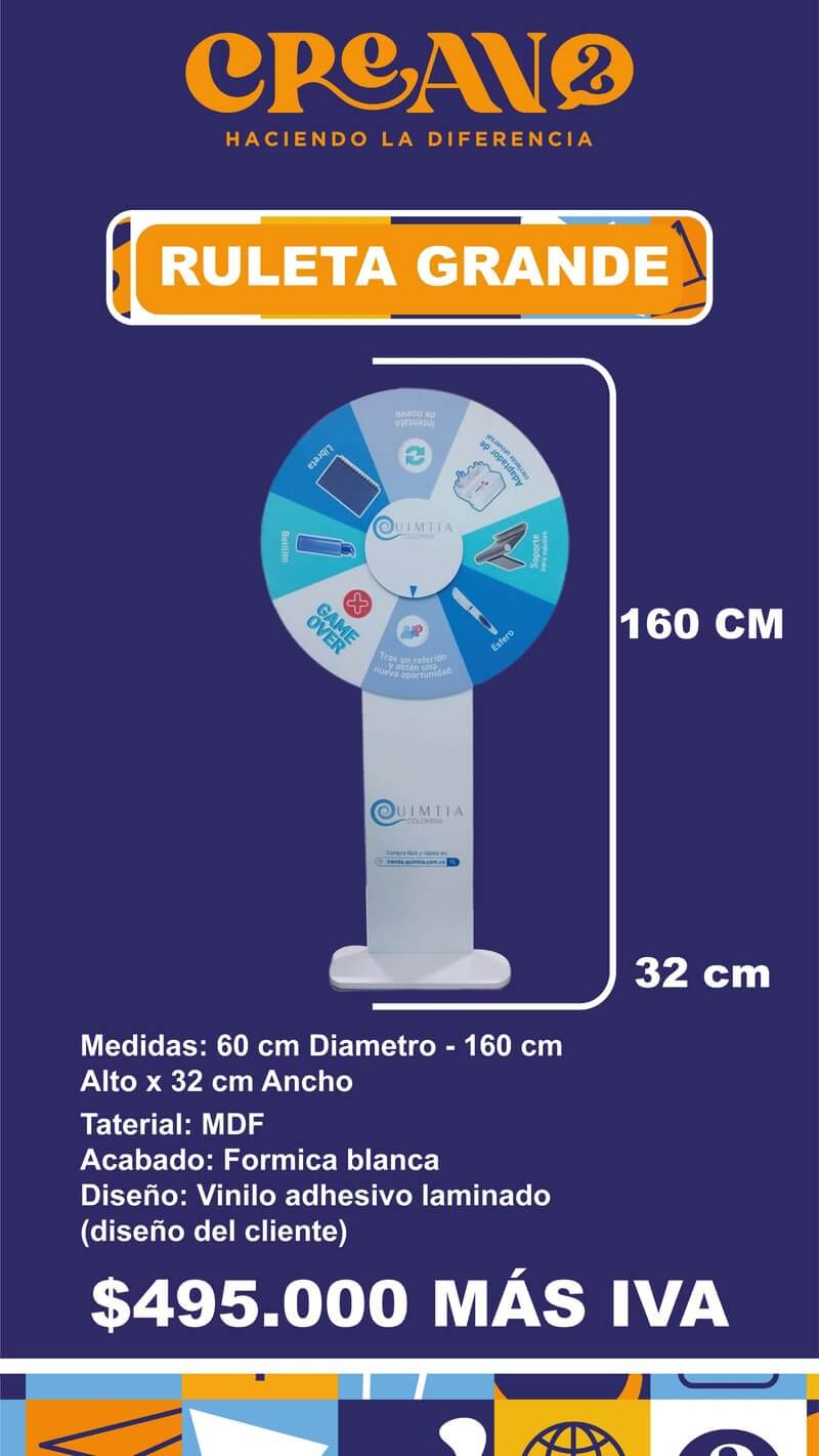 Ruleta promocional grande para eventos masivos en Bogotá - Crean3
